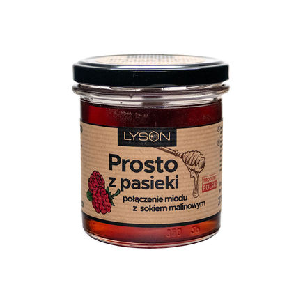 Prosto z Pasieki połączenie miodu z sokiem malinowym 370g