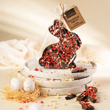 Czekolada ciemna Zajączek z miodem i truskawkami 85g