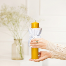 Świeca z wosku pszczelego Gromnica mała profitka beżowa