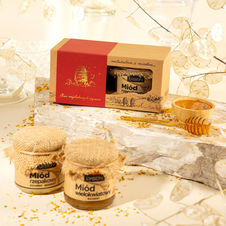 Zestaw Naturalnych Miodów Małe Beskidzkie Skarby (2x250g banderola czerowna)