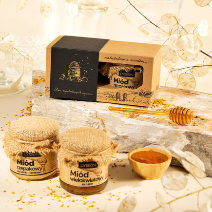 Zestaw Naturalnych Miodów Małe Beskidzkie Skarby (2x250g banderola czarna)