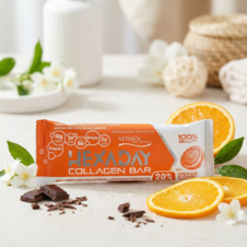 Baton kolagenowy HEXADAY o smaku pomarańczowym z witaminami i propolisem w ciemnej czekoladzie 40g