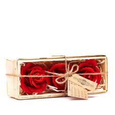 Świeca z wosku pszczelego pakiet czerwona róża 3szt. w łubiance
