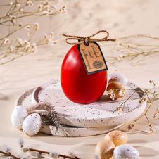 Świeca wielkanocna jajko gładkie czerwone