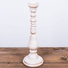 Świecznik drewniany biały wysokość 32 cm