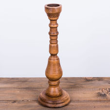 Świecznik drewniany brązowy wysokość 32 cm
