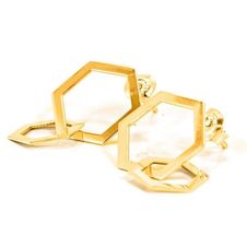 Kolczyki – hexagon zapleciony srebro złocone