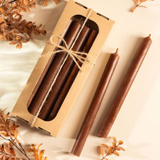 Zestaw świec stołowych 4 sztuki fi 2cm / wys 25cm / brąz