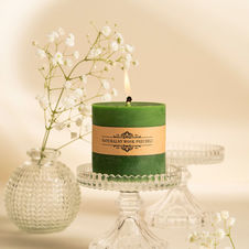 Świeca z wosku pszczelego walec mały - kolor zielony