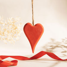 Zawieszka woskowa serce średnie - czerwone